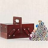 KRQDBCZ Organizador de Caja de Costura, Caja de Costura - Organizador de artesanía y Pasatiempos con 3 cajones, Cesta de Costura de Madera para Kits de Bordado (Bruin)