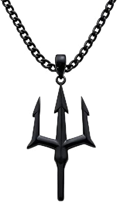 Poseidon Trident Necklace - Stainless Steel Gold/Silver Mythology Pendant, Hip Hop Streetwear Jewelry for Men Women, Gods Strength Symbol