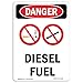 OSHA Danger Sign - Diesel Fuel | 10 Pack of Decals | Protect Your Business, Construction Site, Warehouse & Shop Area | ?Made in The USA