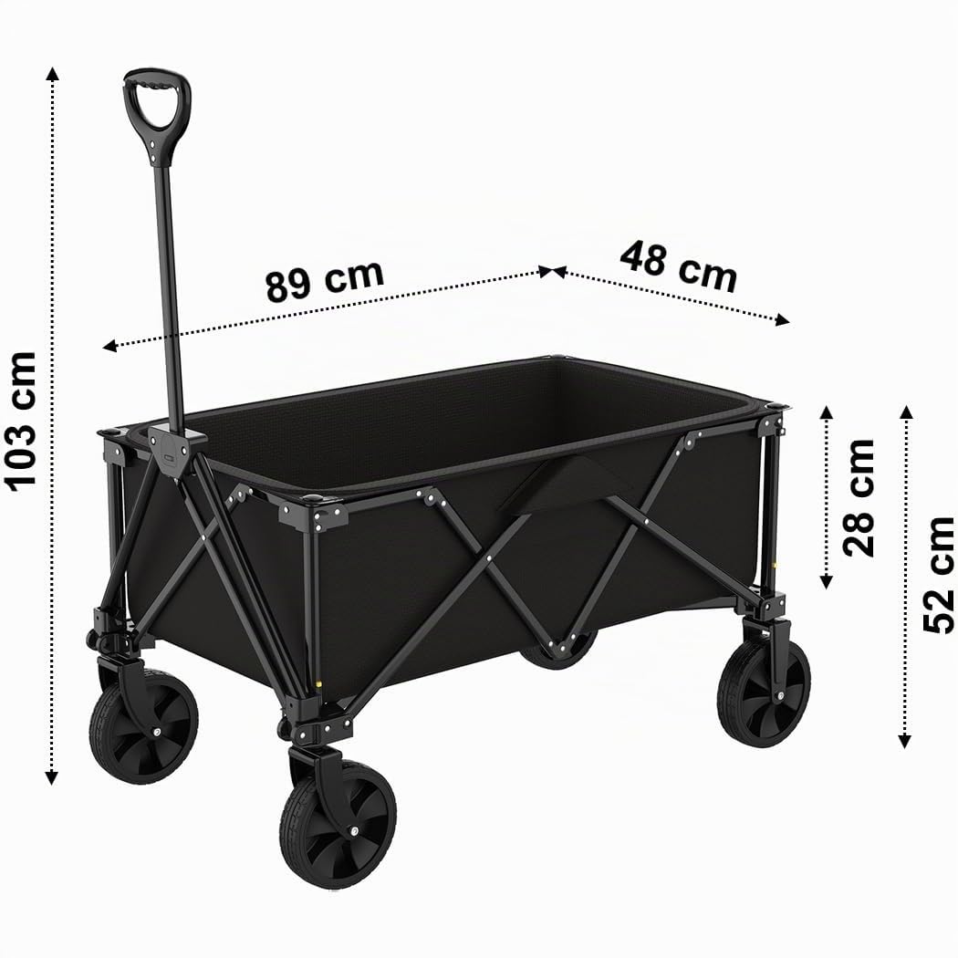 GT Garden Chariot de Transport Pliable Noir