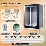 SereneLife 2-Person Steam Sauna Portable- Detoxify & Soothing Heated Body Therapy, Energy & Power-Efficient Design, Includes Folding Chair & Heated Foot Pad, for Couples (Black) - Image 7