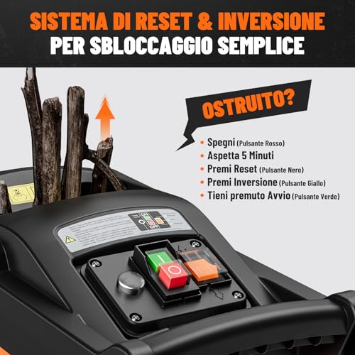 Dovaman GT10 Trituratore Rami, Motore Brushless Da 2800W, 400Nm Di Coppia, 88Db, Biotrituratore Elettrico Con Rullo A 8 Denti, Distanza Regolabile, Tritura Fino A 45 Mm, Protezione Da Sovraccarico - 5