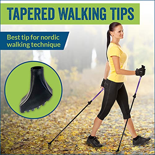 Tapered Four Pack Of Extra Durable Rubber Replacement Tips (Replacement Feet/Paws/Ferrules/Caps) For Trekking Poles - Fits All Standard Hiking And Walking Poles - Medium Firm Nordic Tapered #TOP1