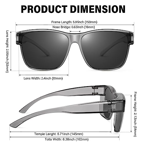 Image of URUMQI Polarized Sunglasses Fit Over Glasses for Men Women, Oversized Square Sun Glasses UV400 Protection