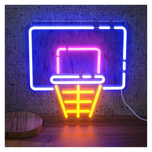 HUANTY d'Ambiance Apaisante Lampe Panier De Basket Néon, Adapté Aux Salles De Jeux, Clubs De Sport Et Décoration De Chambre 32x35cm