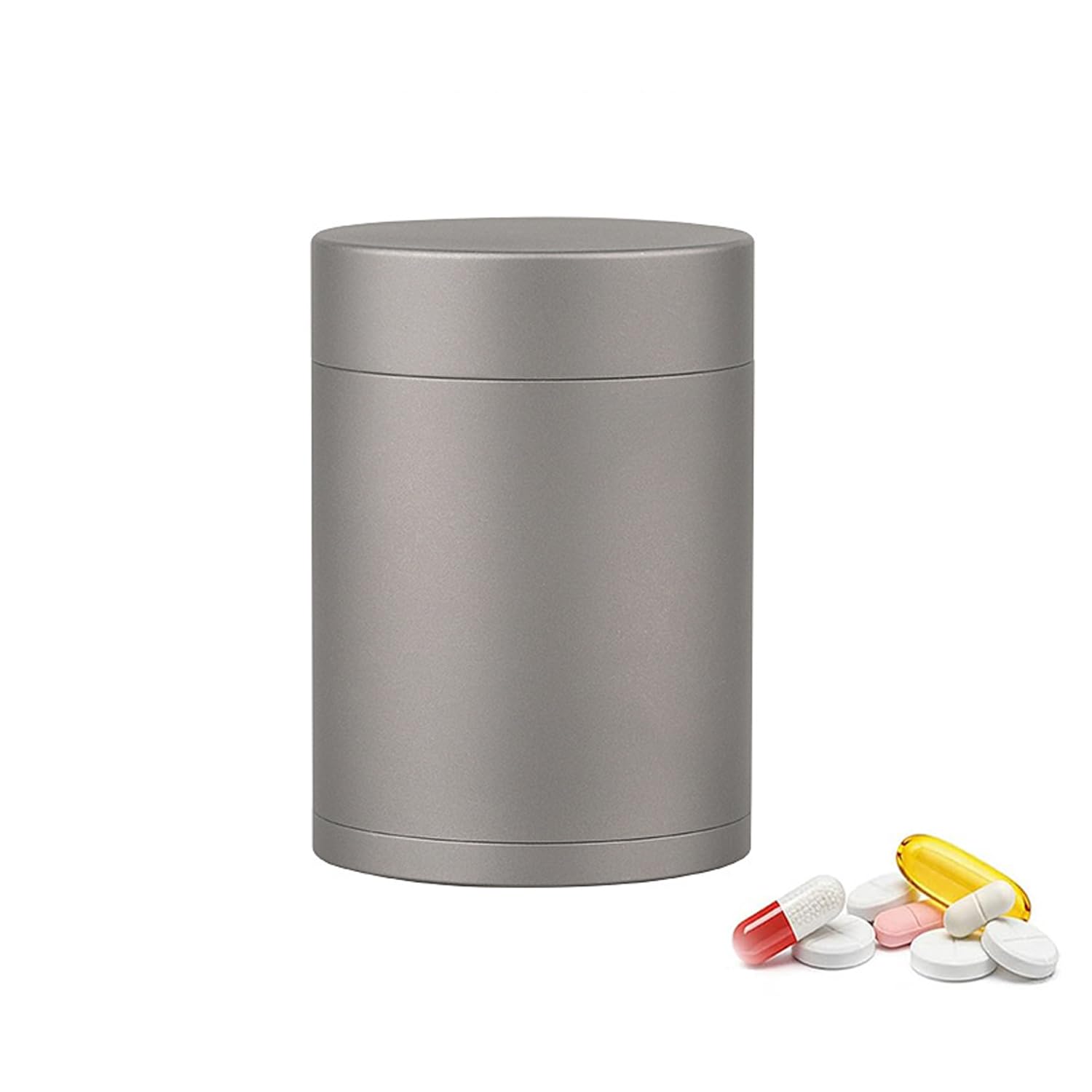 Pastillero Grande Capacidad Titanio Contenedor de Pastillas Impermeable, Portatil Organizador de Pastillas de Viaje, Discreto Bolsillo Supervivencia Dispensador de Pastillas, Libre de BPA