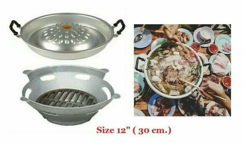 AKM Barbecue Thaïlandais Muh Ka Ta 30 Cm – Poêle Grill + Fondue Coréenne/Thaïe En Aluminium