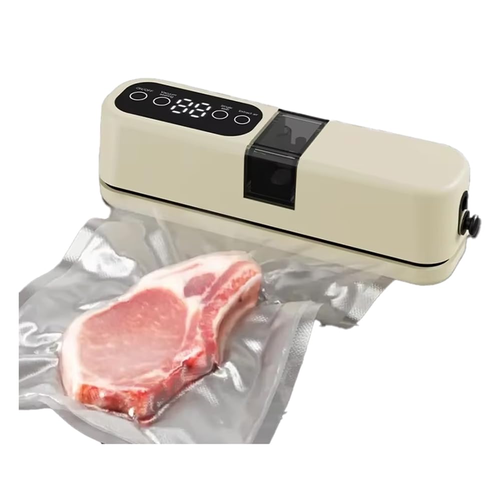 CTRLZS Portable Plastic Sealer Machine Home Use Small Food Packaging Sealer Machine Automatic Vacuum Sealer Beige