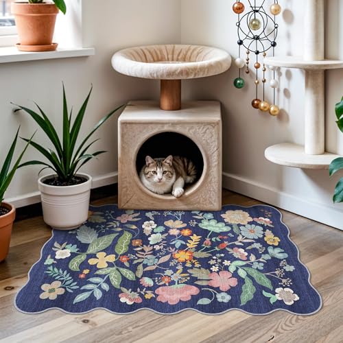 Washable 2x3 Area Rug for Entryway: Easy-Clean Carpet with Non-Slip Backing for Bedroom Kitchen Stain-Resistant Durable Low Pile Floor Mat – Perfect for High-Traffic Areas with Pets (2x3/Purple)