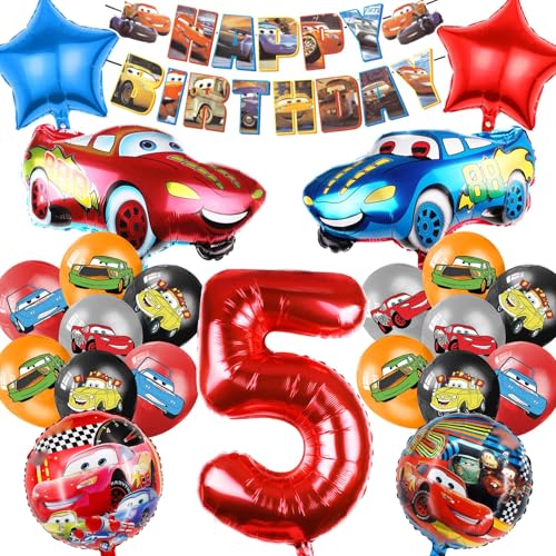 Ensemble de décorations d'anniversaire 17 pièces pour 5 ans, décorations d'anniversaire pour enfants, ballons de fête pour garçons et filles