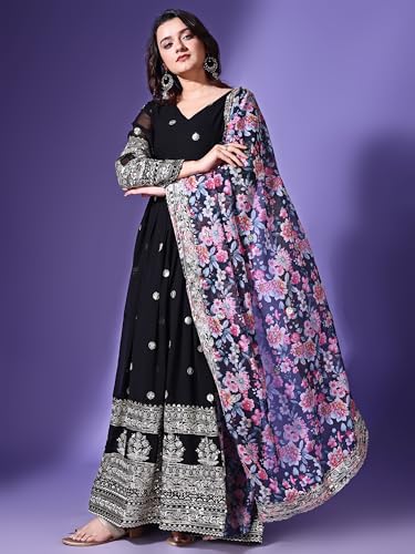 Image of Fashion Basket Georgette Embroidered Anarkali Dress for Women