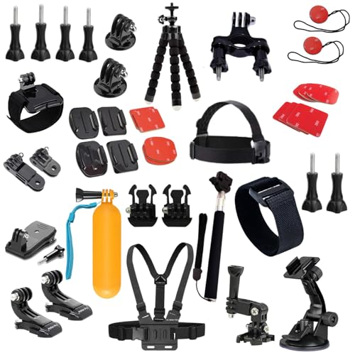 Image of Action Pro Accessories Kit Compatible with GoPro-13 /12 /11 /10 /9 /8 /7 /6 /5 /4 /3+ Session Accessory Bundle Set for Action Camera SJ4000 /SJ5000 /SJ6 /Xiaomi /Yi-Flotation Handle+Head Strap+Chest Strap
