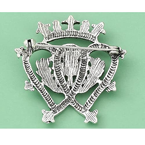 SaiDian 1Pcs Vintage Silver Thistle Crown Brooch Pin Ireland Irish Royalty Badge Brooch Scottish Brooch4