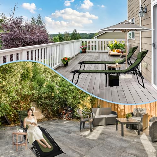 WKFAMOUT Outdoor Folding Lounge Chair Padded for Adults 264Ibs Patio Chaise Lounge Chair for Outside Adjustable 5-Position Reclining Beach Chair with Pillow Pocket by WKFAMOUT - Used condition - Image 7