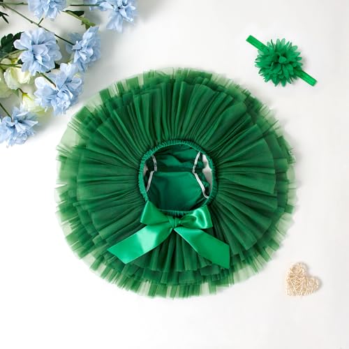 Image of 6M-3T Infant Baby Girl Tutu Skirt Toddler Girls Solid Color Tulle Skirts Birthday Outfits with Headband