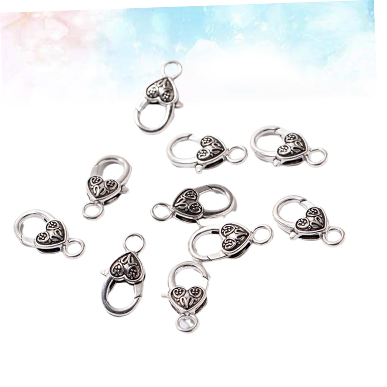 NUOBESTY 120stücke Antiker Silberlegierung Schnallenverschluss Im Herzformat Schmuckverschluss Für Halsketten Und Armbänder Für Schmuckherstellung Und Bastelprojekte