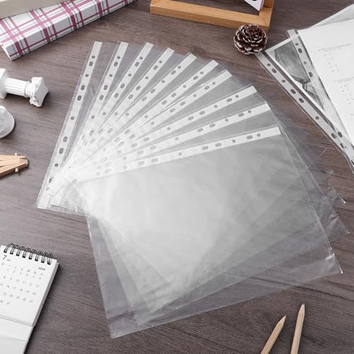 Fundas multitaladro A4 de plastico transparente Gatuida para archivar documentos sin perforar 6