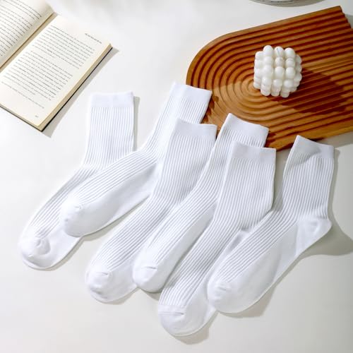 Men's Cotton Crew Socks Solid Socks (4 Pairs / 6 Pairs) Size 6-122