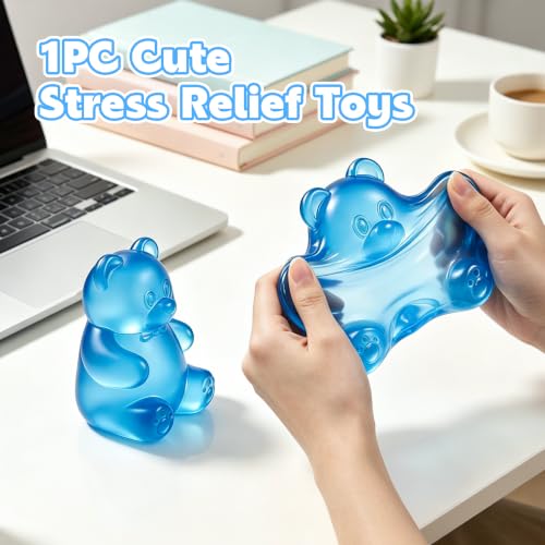 Bear Squishy, Stress Bear Taba Squishy, Taba Squishy Toys for Kids, Stress Balls Valentines Day Gifts Birthday Gifts Party Favors-Blue - image 4