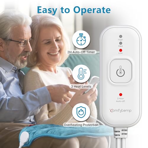 Image of Comfytemp Weighted Heating Pad for Back & Period, 20 inchx24 inch Extra Large Electric Heat Pad, Birthday Gifts for Women Men Mom Dad & Mother Day Gift, 2.4 lb Heated Pad for Neck Shoulder Leg, 2H Auto-Off