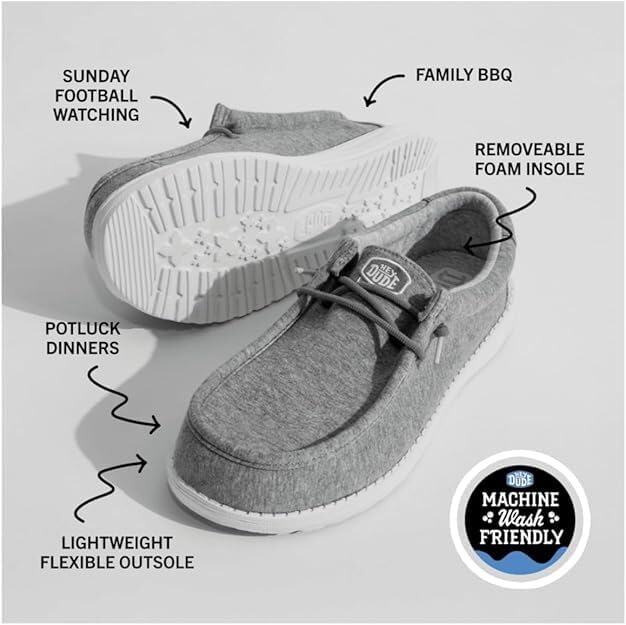 Image of HEYDUDE Men's Wally Stretch Jersey Slip On Shoes | Lightweight Comfortable Travel Loafers with Elastic Laces