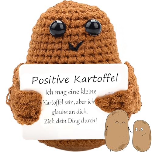 COLEESON Pocket Hug Positive Kartoffel, Kreative Strickwolle Kartoffel Puppe, Kleine Geschenke zur Kommunion, Mutmacher Geschenk, Gute Besserung Geschenk, Glücksbringer Prüfung Geschenk