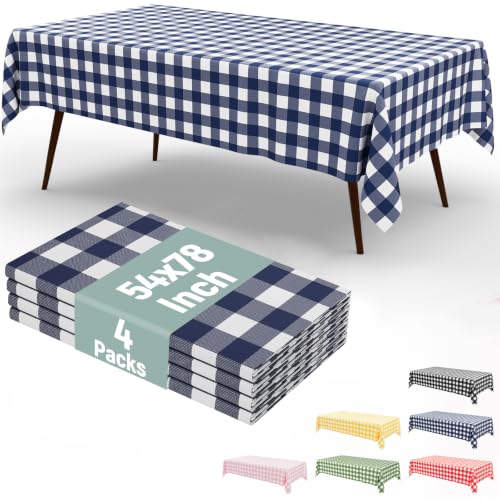 misaya 4 Packs 54 x 78 Inch Checkered Disposable Table Cloth