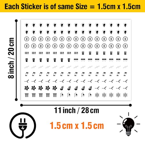 Image of Trueflair Stickers for Switch Board for Home Wall Switches, Contain All Common Switch Stickers (Transparent Black & White - 2)