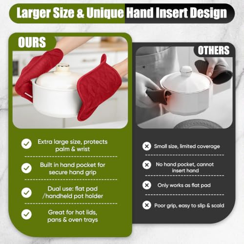 Silicone Oven Mitts and Pot Holders with Kitchen Towels and Dishcloths Sets, Baking Gloves Hot Pads 500°F Heat Resistant with Non-Slip Grip Surface, Mitts Set Includes 4 Kitchen Towels/4 Dish Towels - image 6