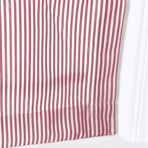 Image of TWOPAGES No Drill Cordless Farmhouse Ticking Stripe Roman Shades Roman Blinds for Windows, Custom Made Light Filtering Blackout Blinds Shades for French Door, Red Pinstripe, 1 Piece