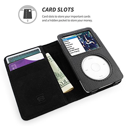 Snugg Ipod Classic Case, Leather Flip Ipod 7Th Generation Case Executive Apple Ipod Case Cover Wallet - Ipod Case 7Th Generation Legacy Series - Blackest Black #TOP2