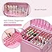 Joligrace Rolling Manicure Table 5 Drawers Foldable Nail Desk Cosmetology Case on Wheels Makeup Case with Brush Pouch for Technician Workstation Mobile Makeup Artist Trolley, Shiny Pink