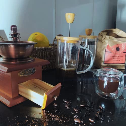 Mimo Style Cafeteira Prensa Francesa de Vidro Borossilicato Com Tampa em Bambu, Capacidade Para 370