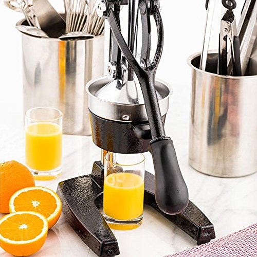 Met Lux 8.7 X 7.5 X 15.6 Inch Citrus Juicer, 1 Commercial Manual Citrus Press - Countertop, Heavy-Duty, Black Cast Iron Juice Squeezer, Removable Strainer, Juicer For Oranges, Lemons, Or Grapefruits #TOP2