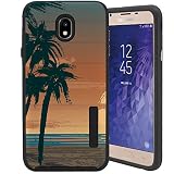 CasesOnDeck Case for Samsung Galaxy J7 (2018) - Hybrid Dual Layer Shock Absorbing Rugged Bumper Armor Defender Protective Cover (Beach Palms)