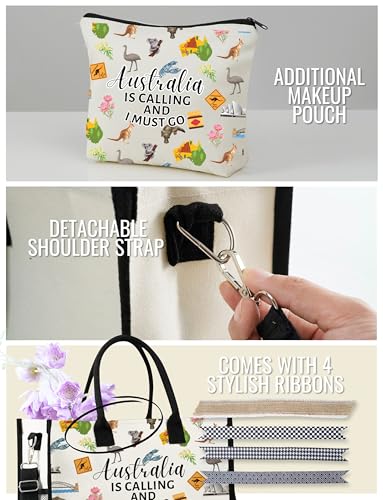 Bolso tote de lona para mujeres de InnoBeta, bolsa de regalo australiana con cierre de cremallera superior y correa para hombro miniatura 4