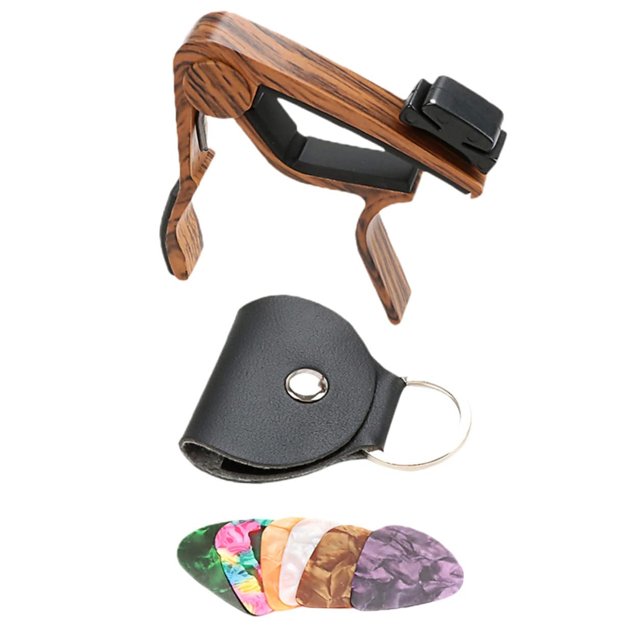 Abaodam 4sätze Gitarre Capo Set Mit Plektren Und Halter Geeignet Für Akustikgitarre Gitarre Ukulele Und Banjo Zubehör Für Musiker Einfach Zu Bedienen Und Langlebig