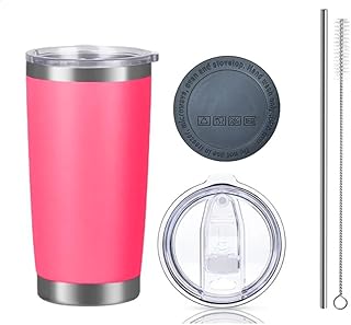 Rambler 20 oz Stainless Steel Vacuum with lid + Straw + Cleaning Brush | Stainless Steel Travel Cup | Insulated Tumbler | ...