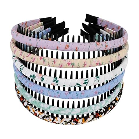 AMCAMI 6 PCS Comb Headbands for Women Headbands with Teeth Non-slip Hair Bands Hoop Resin Thin Makeup Headband for Washing Headbands for Women Face Hair Accessories for Girls Cover