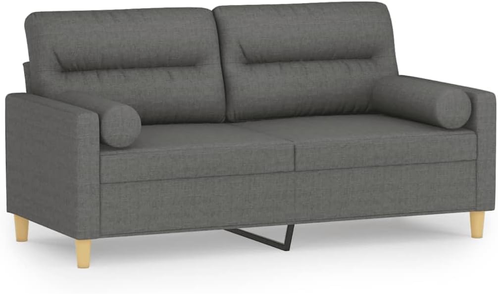 2-Seater Sofa Dark Grey 100% Polyester Living Room Furniture