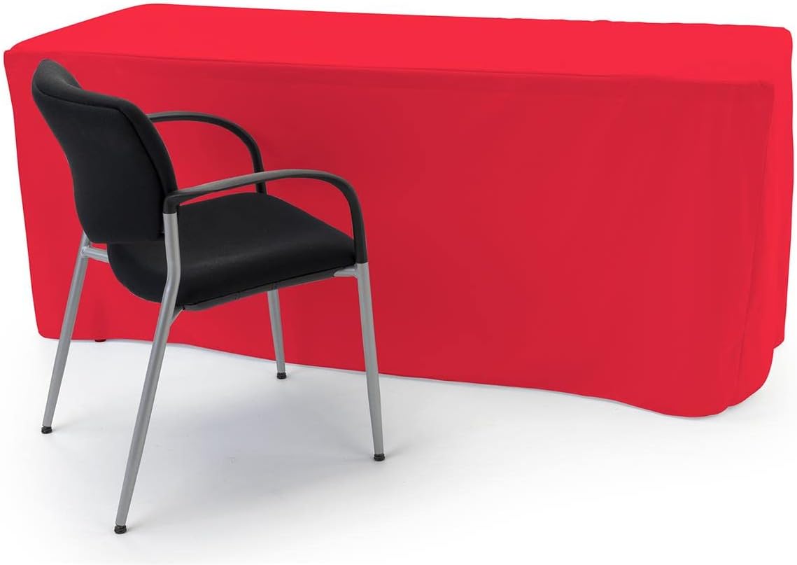 Displays2go 6' Stretch Polyester Table Cloth, Fitted Design - Red (FT6RD)