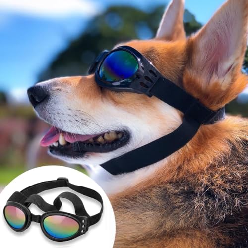 Image of Dog Sunglasses Dog Goggles for Medium Large Breed Dogs, Wind Dust Fog Protection Eye Wear Pet Glasses with Adjustable Strap for Motorcycle Car Driving Swimming Over 15lbs - 1 Pcs Goggles