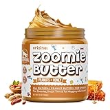Zoomie Butter Original All Natural Dog Peanut Butter Spread. Human Grade, Healthy Dog Treat/Dog Food. Peanuts & Honey for Puppy Training, Behavior Aid, Pet Enrichment Toys, Grown & Made in USA