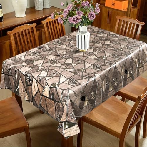 Image of Dakshya Industries PVC Waterproof Withoutlace Dining Table Cover (Size - 54X78 Inch) Rectangle 6 Seater Heat Rasistant, Tiger A1