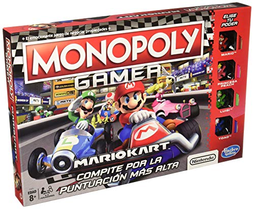 Hasbro Gaming, Monopoly Edición Mario Kart, Nintendo, Juego de Mesa Familiar, Juego para 2 a 4 Jugadores, Edad Recomendada: de 8 Años en Adelante