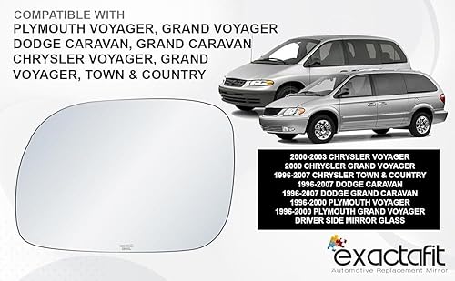 Miniatura 5 de exactafit 8340L - Espejo lateral del conductor de repuesto compatible con Chrysler Dodge Plymouth Town & Country, Caravan, Grand Caravan, Voyager,