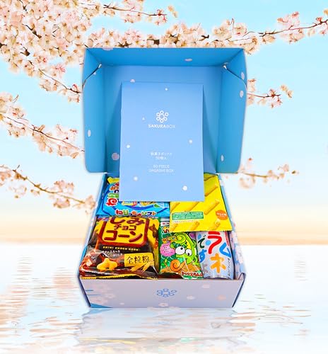 Sakura Box Japanese Candy & Snacks Dagashi Set & Pamphlet 50 Pieces Japanese Food Gift Box - Image 4