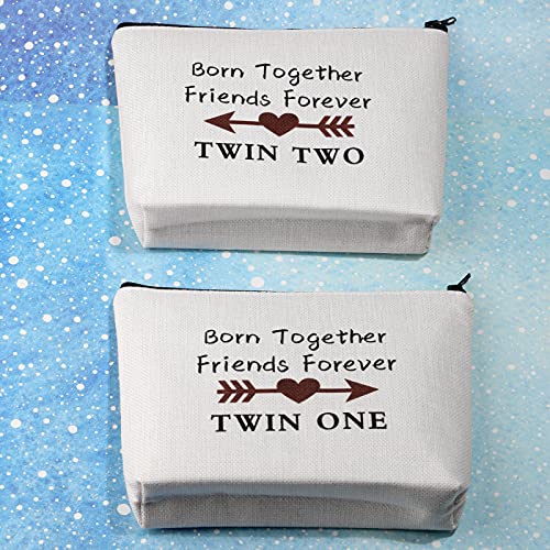 MBMSO Twin One Twin Two Bag Born Together Friends Forever Twins Gifts Cosmetic Bag Twin Sister Gift for Her (Twin One Twin Two Set of 2)3