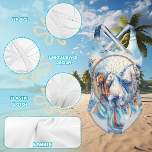 WELLFLYHOM Girls Bathing Suits One Piece 5-14 Kids Full Coverage Swimsuits Cross Back Summer Swimwear for Beach Holiday3