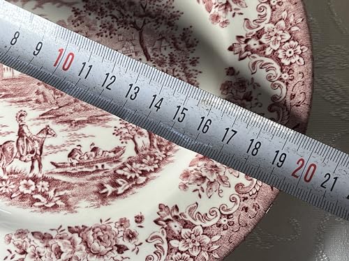 Eit England Keramik Geschirr rot weiß Flachteller, 19.5 cm, im Landschaft Design (Bild2)